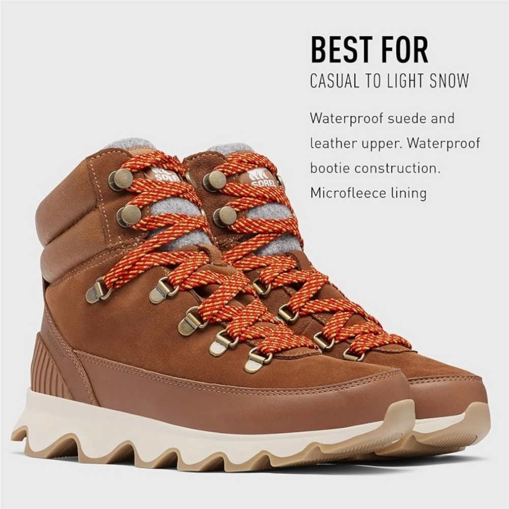 Sorel Velvet Tan Women's Kinetic Conquest Winter Lace Up Waterproof Boots